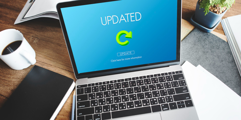 Image of computer screen with the word update on it